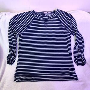 Striped Navy and White Long Sleeve Top